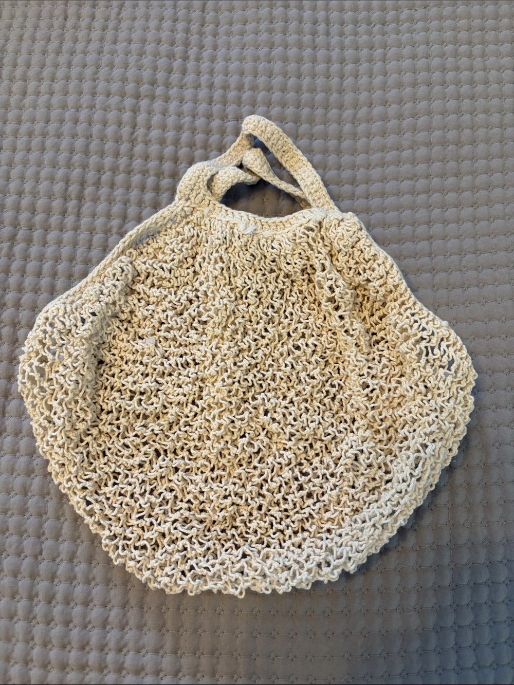 Handwoven Cream Crochet Market Tote Bag